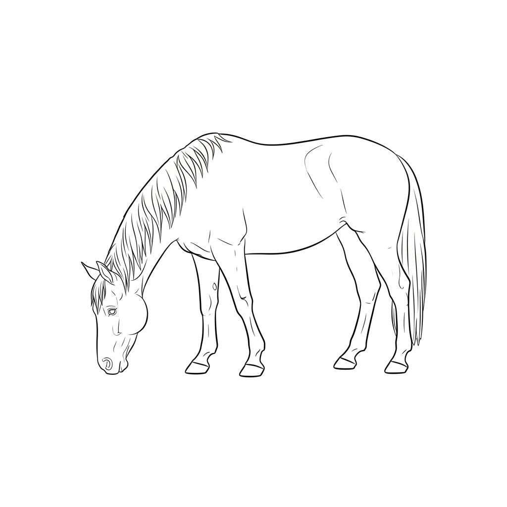 Things to Draw when bored: Horse Line Drawing Simple Easy Outline Sketch