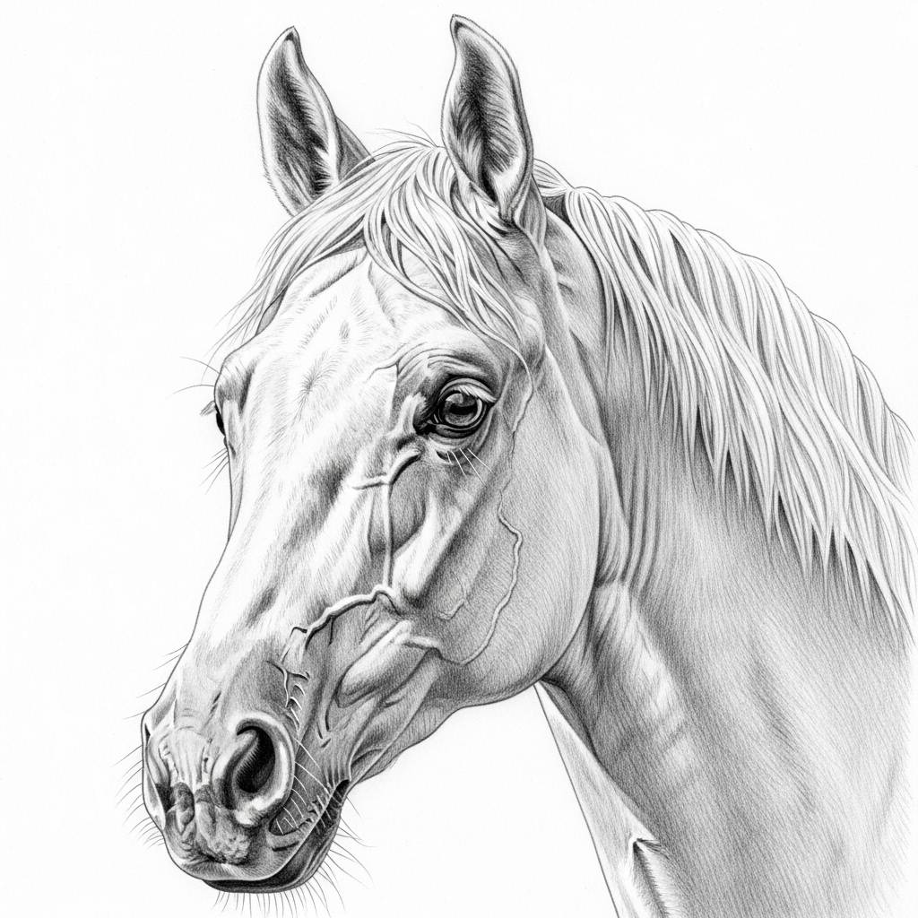 Things to Draw when bored: Realistic Horse Head Pencil Drawing