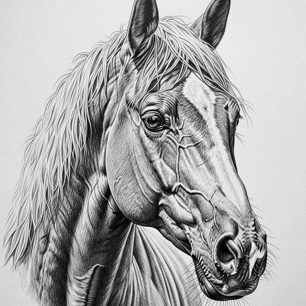 Things to Draw when bored: Realistic Horse Head Pencil Sketch