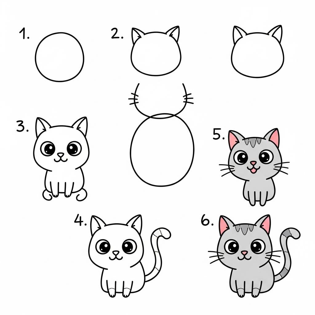 Things to Draw when bored: Simple Cartoon Cat Drawing