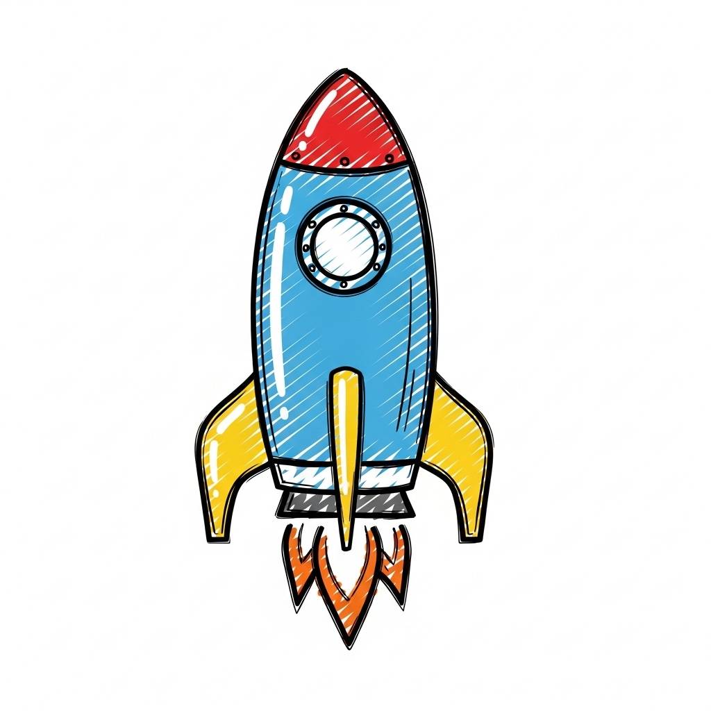 Things to Draw when bored: Simple Cartoon Rocket Ship Drawing