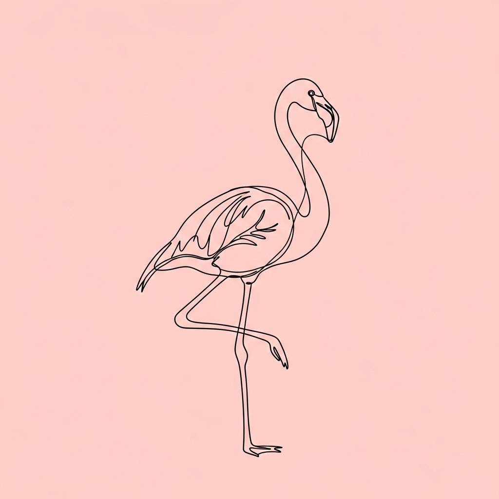 Things to Draw when bored: Simple Flamingo Line Art