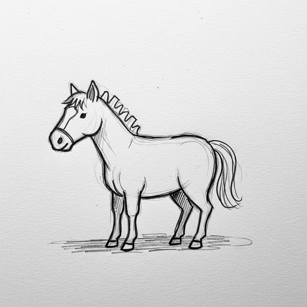 Things to Draw when bored: Simple Horse Doodle Pencil Drawing Sketch Style