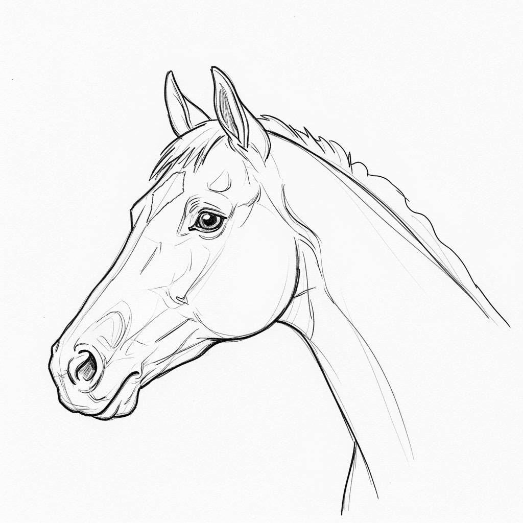 Things to Draw when bored: Simple Horse Head Drawing Easy Pencil Sketch