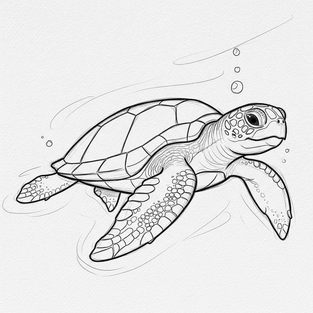 Things to Draw when bored: Simple Sea Turtle Drawing