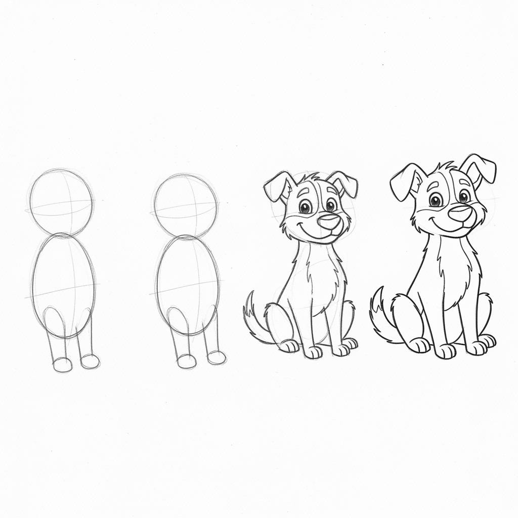 Things to Draw when bored: Step-by-Step Cartoon Dog Drawing